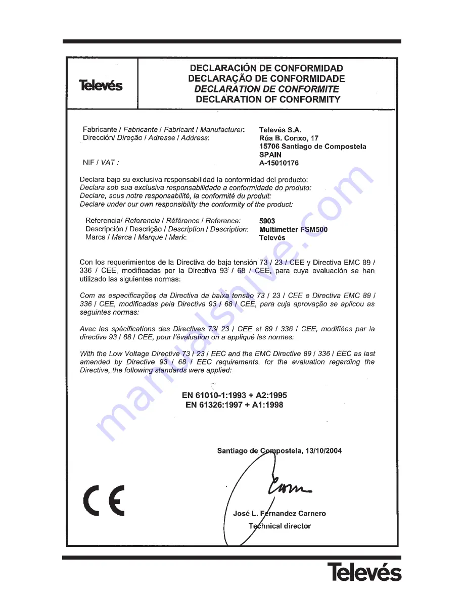 Televes FSM 500 User Manual Download Page 101