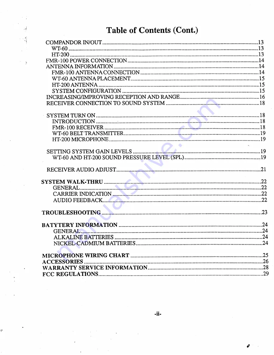 Telex FMR-100 Operating Instructions Manual Download Page 3