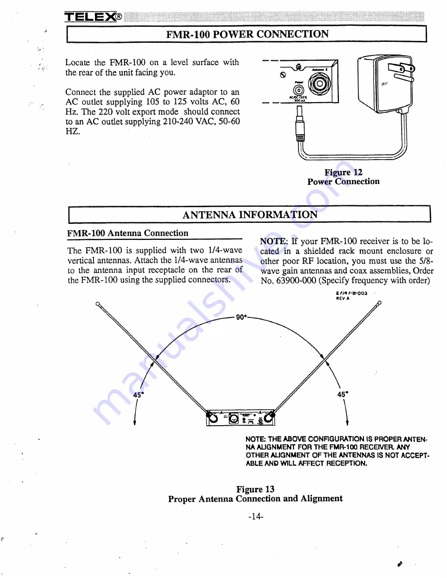 Telex FMR-100 Operating Instructions Manual Download Page 17