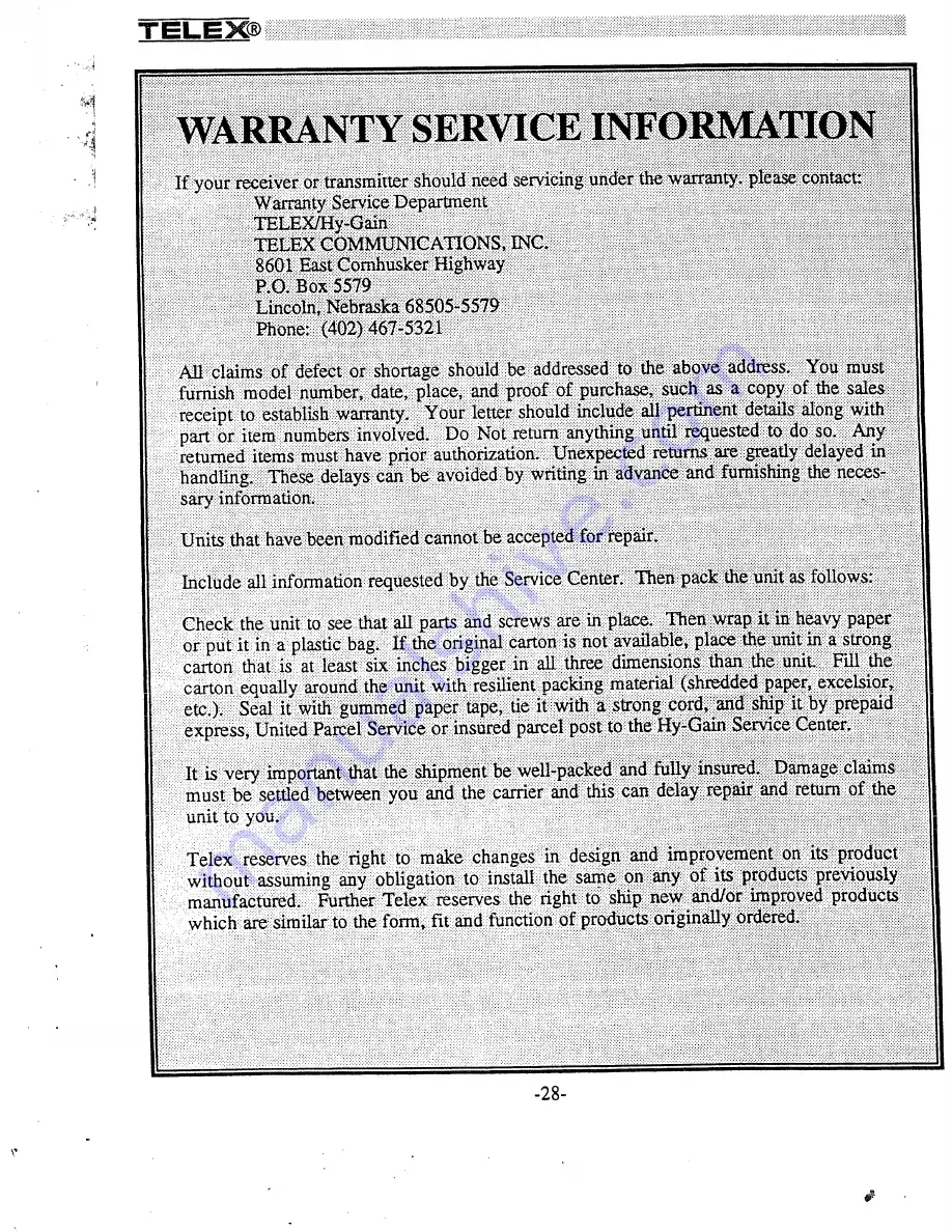 Telex FMR-100 Operating Instructions Manual Download Page 31