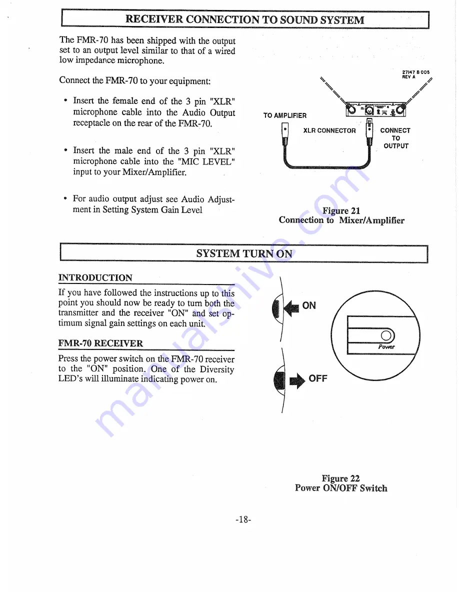 Telex FMR-70 Operating Instructions Manual Download Page 21