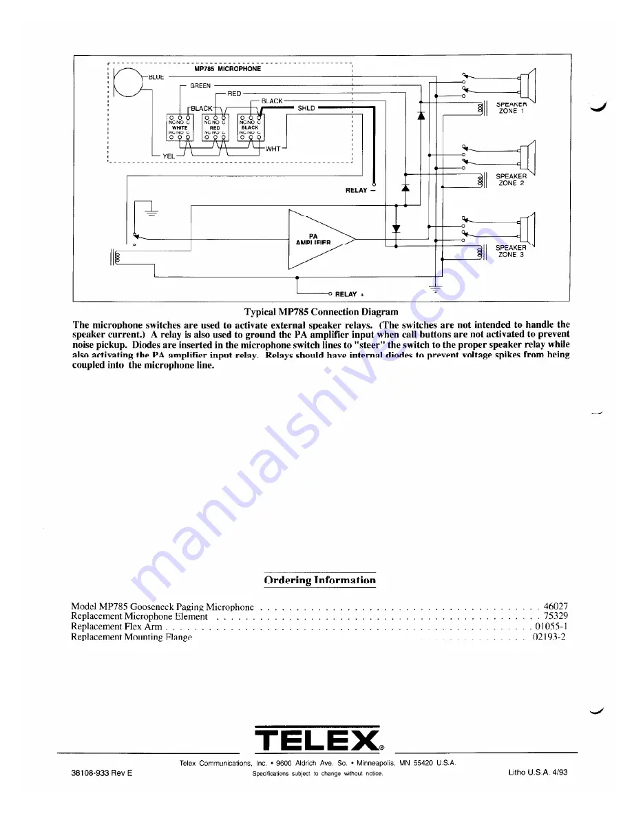 Telex MP785 Скачать руководство пользователя страница 2