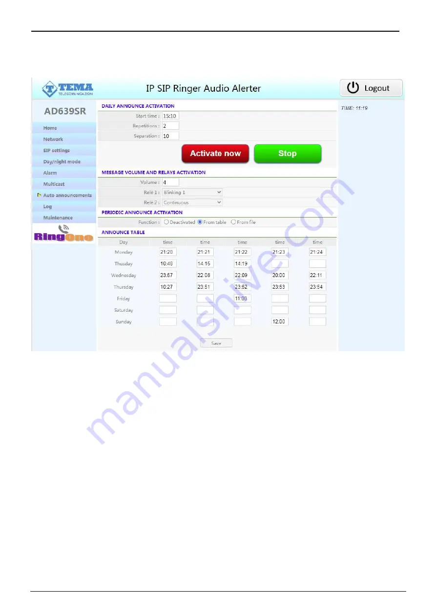 Tema Telecomunicazioni SipComStage AD639SR Скачать руководство пользователя страница 21