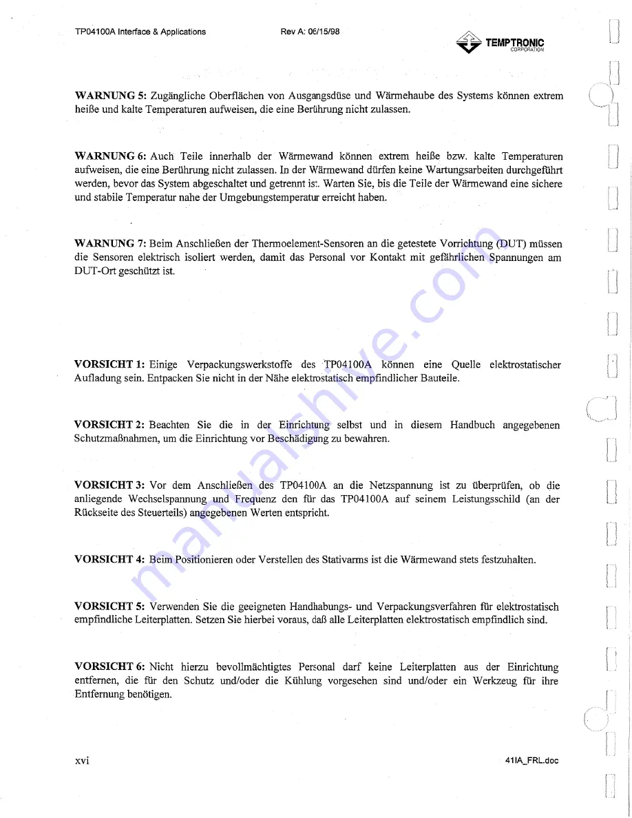 Temptronic ThermoStream TP04100A Interface & Applications Manual Download Page 17