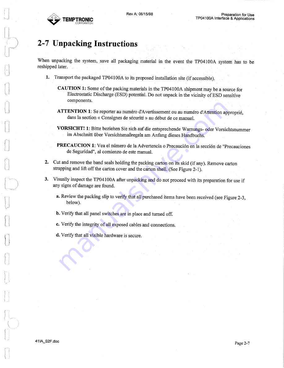 Temptronic ThermoStream TP04100A Interface & Applications Manual Download Page 40