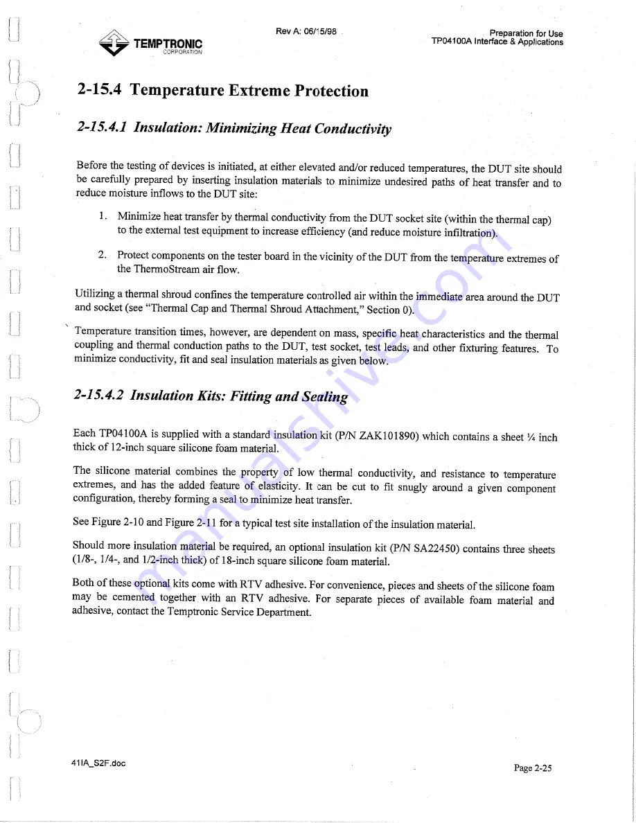 Temptronic ThermoStream TP04100A Interface & Applications Manual Download Page 58