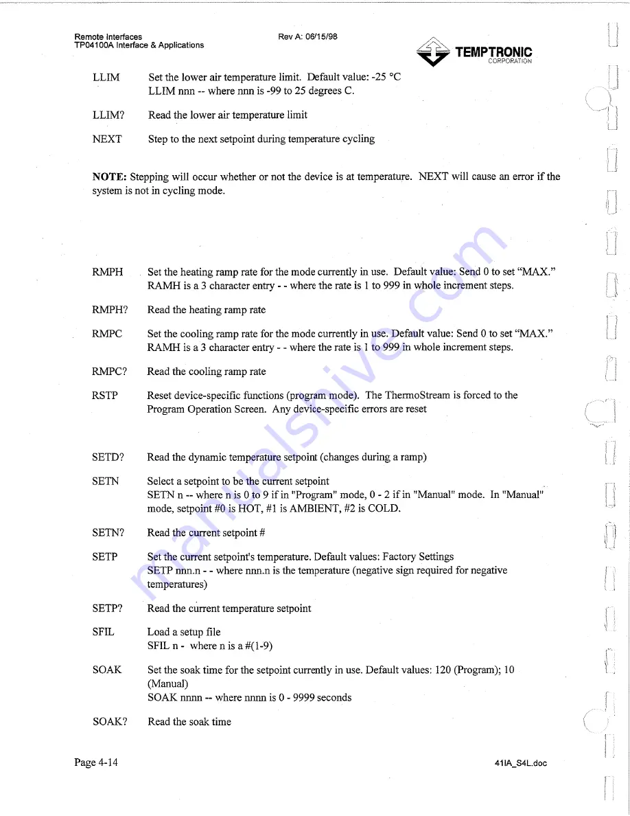 Temptronic ThermoStream TP04100A Interface & Applications Manual Download Page 135