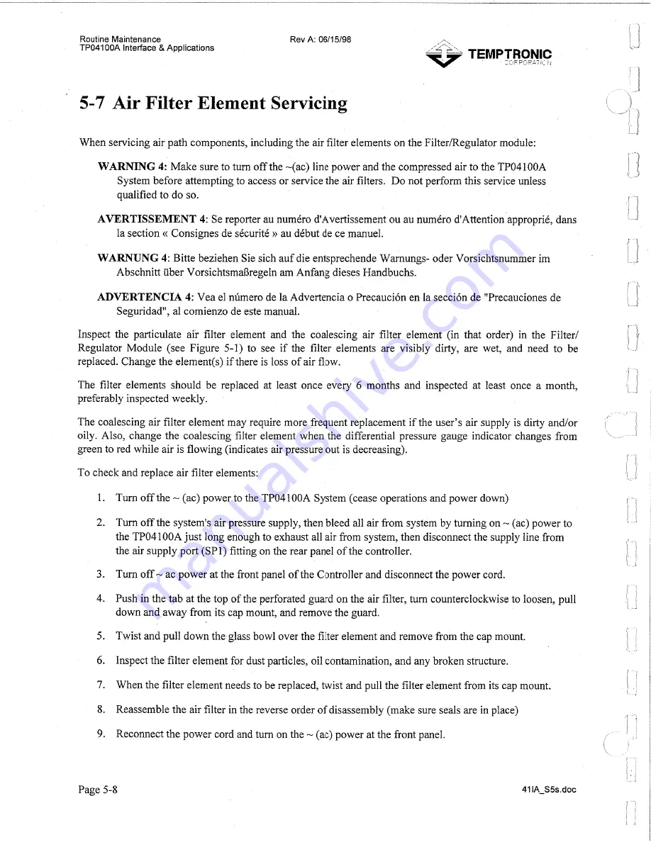 Temptronic ThermoStream TP04100A Interface & Applications Manual Download Page 141