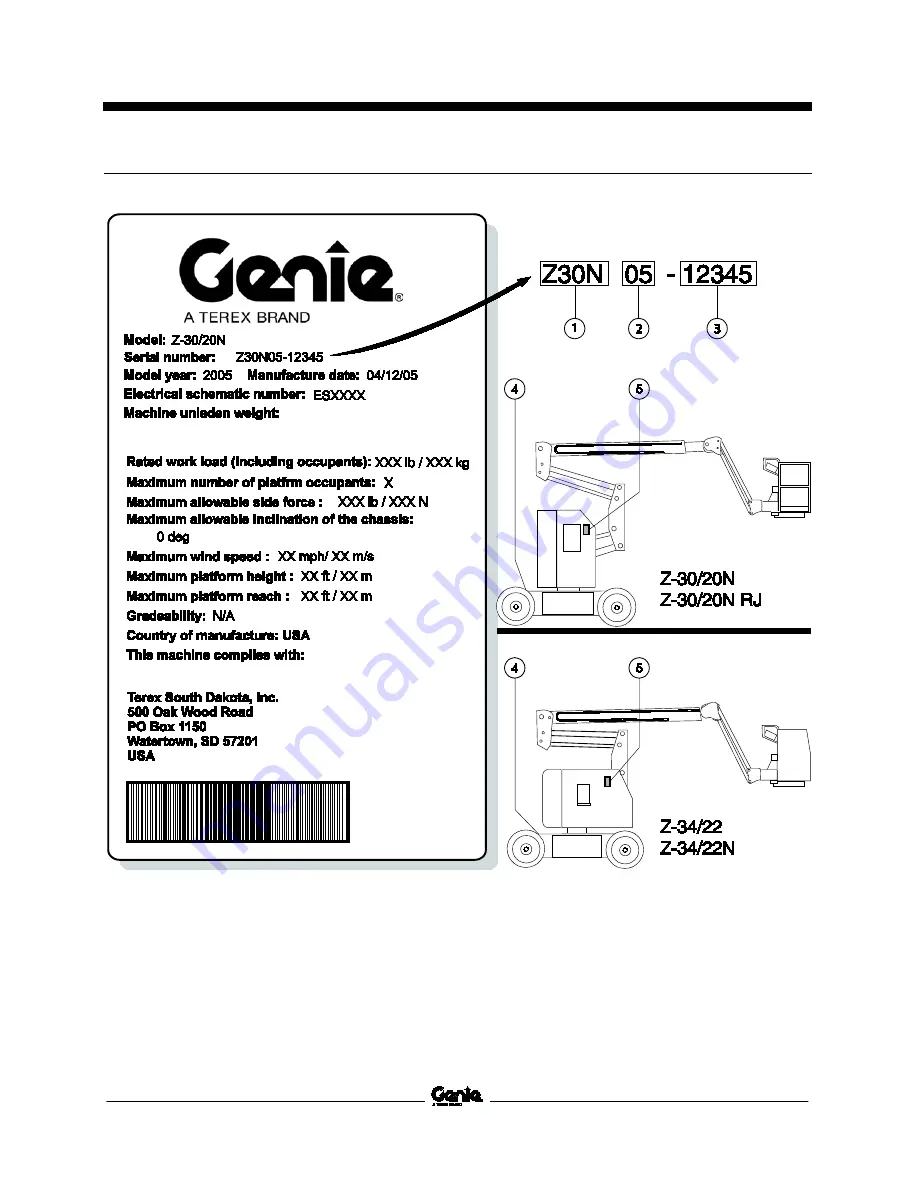 Terex Genie Z-34/22DC Скачать руководство пользователя страница 5