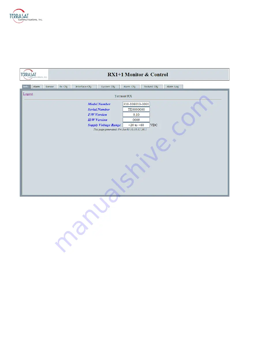 Terrasat Rx 1+1 Operation Manual Download Page 138