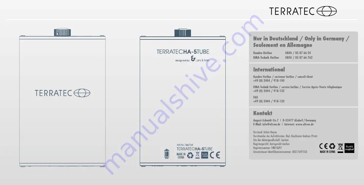 TerraTec HA-5 TUBE Скачать руководство пользователя страница 2