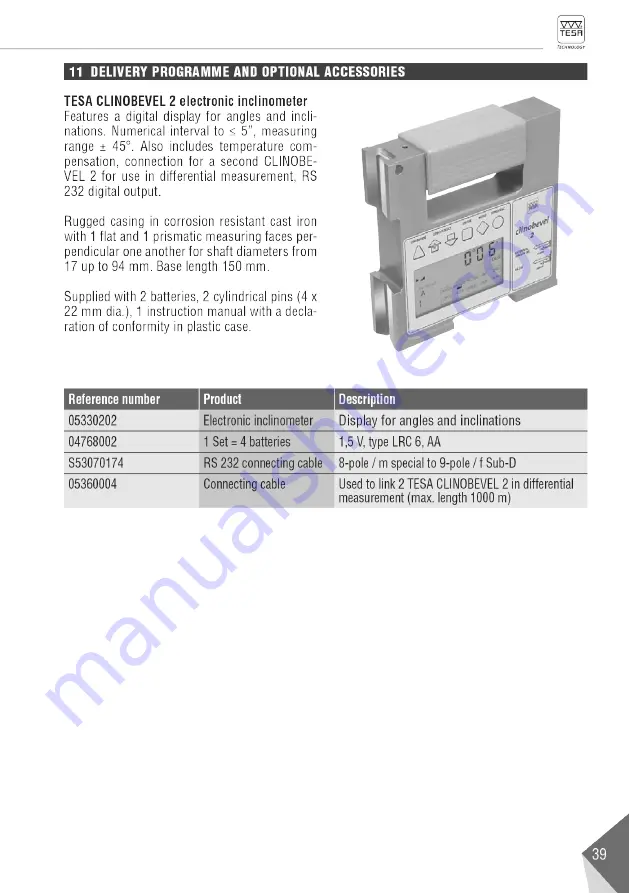 TESA CLINOBEVEL 2 Instruction Manual Download Page 39