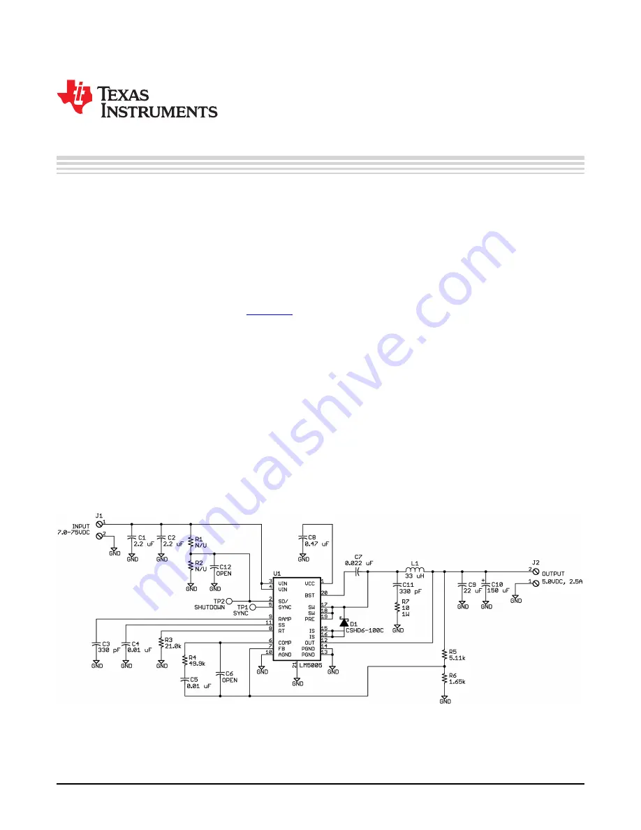 Texas Instruments LM5005 Скачать руководство пользователя страница 1