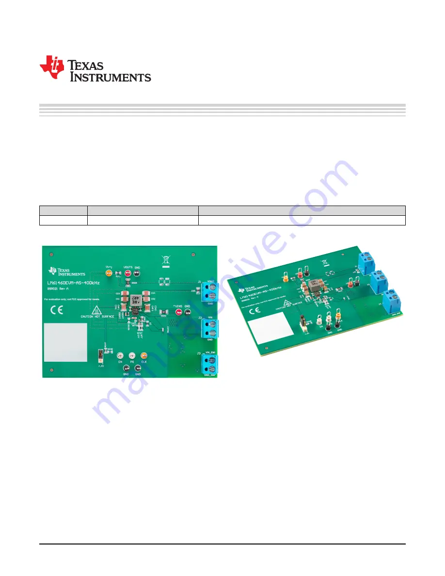 Texas Instruments LM61460-Q1 EVM Скачать руководство пользователя страница 1