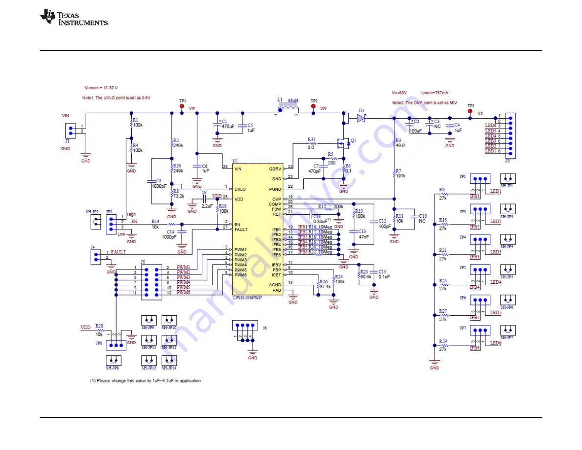 Texas Instruments TPS61196EVM-600 User Manual Download Page 7