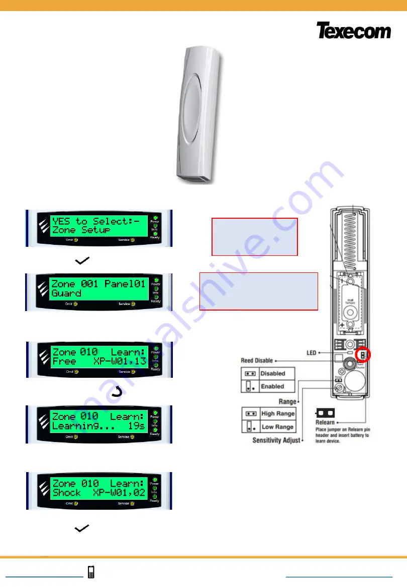 Texecom Premier Elite Impaq Plus-W Quick Start Manual Download Page 1