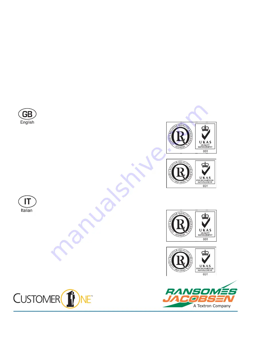 Textron Ransomes Jacobsen Marquis 51 Safety, Operation And Maintenance Manual Download Page 96