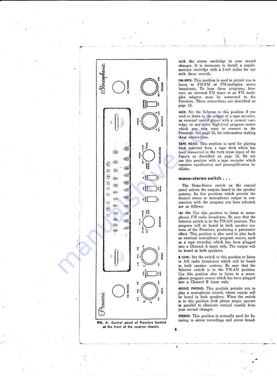 The Fisher Stereophonic 220 Operating Instructions Manual Download Page 8