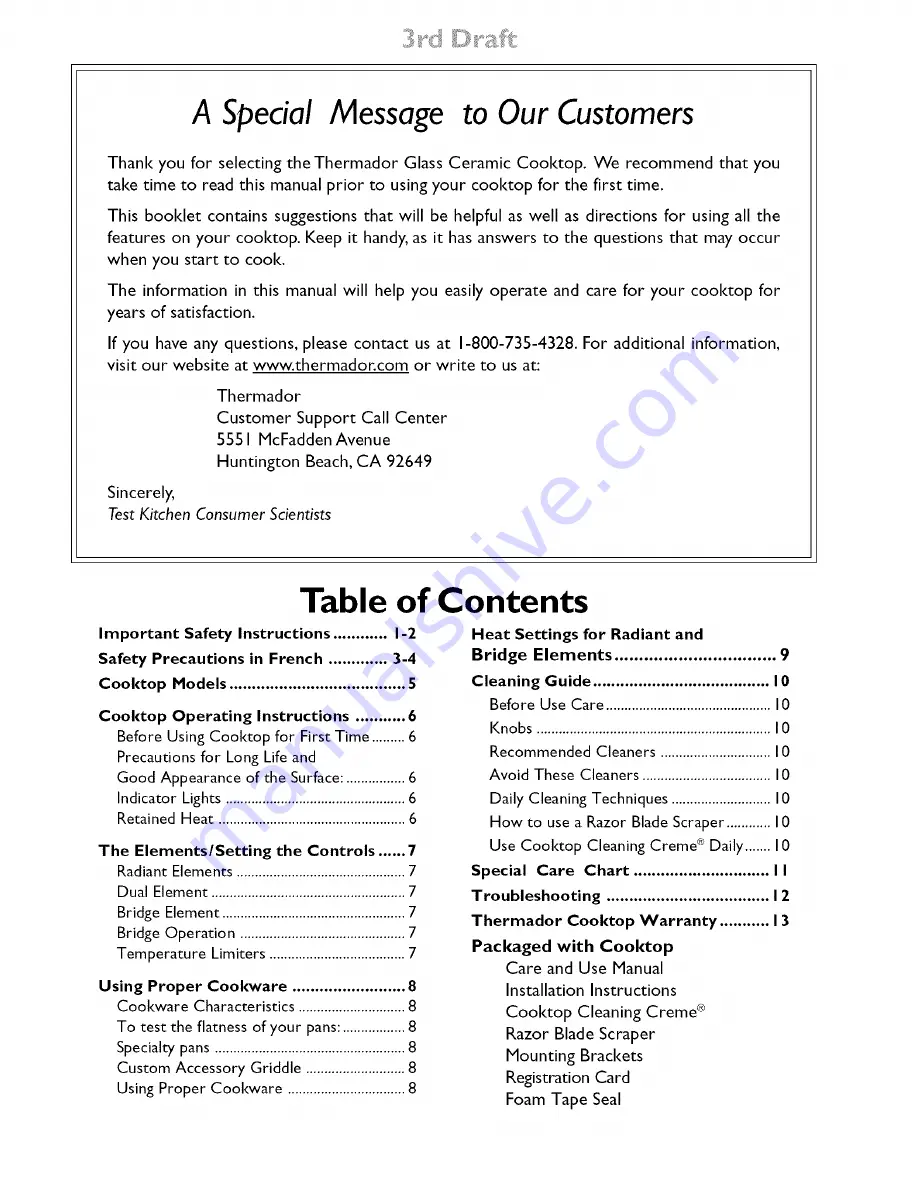 Thermador CEM304 Care and use Care And Use Manual Download Page 2