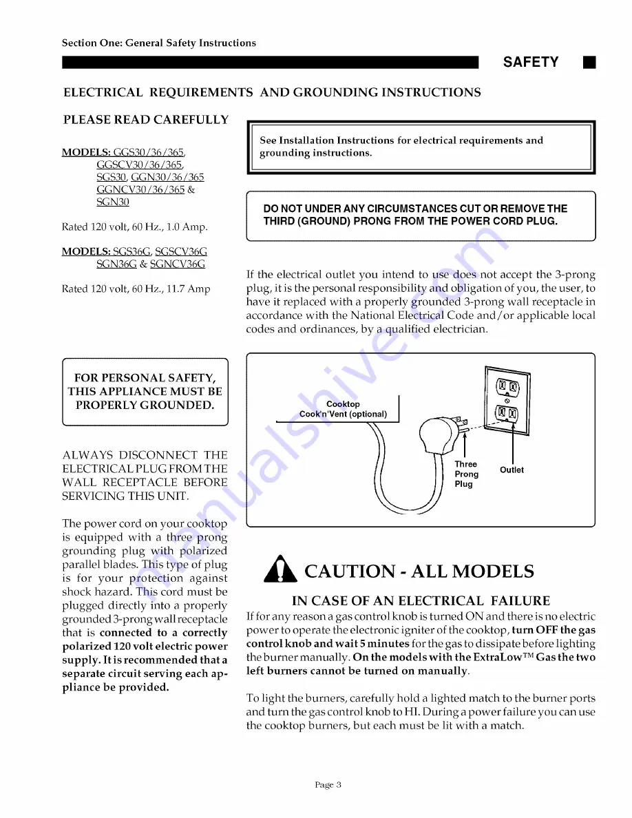 Thermador ExtraLow GGS30 Care And Use Manual Download Page 5