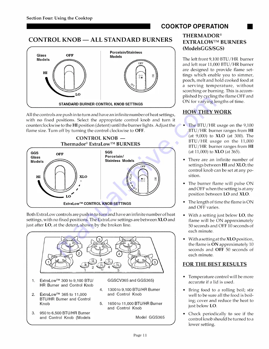 Thermador ExtraLow GGS30 Care And Use Manual Download Page 45