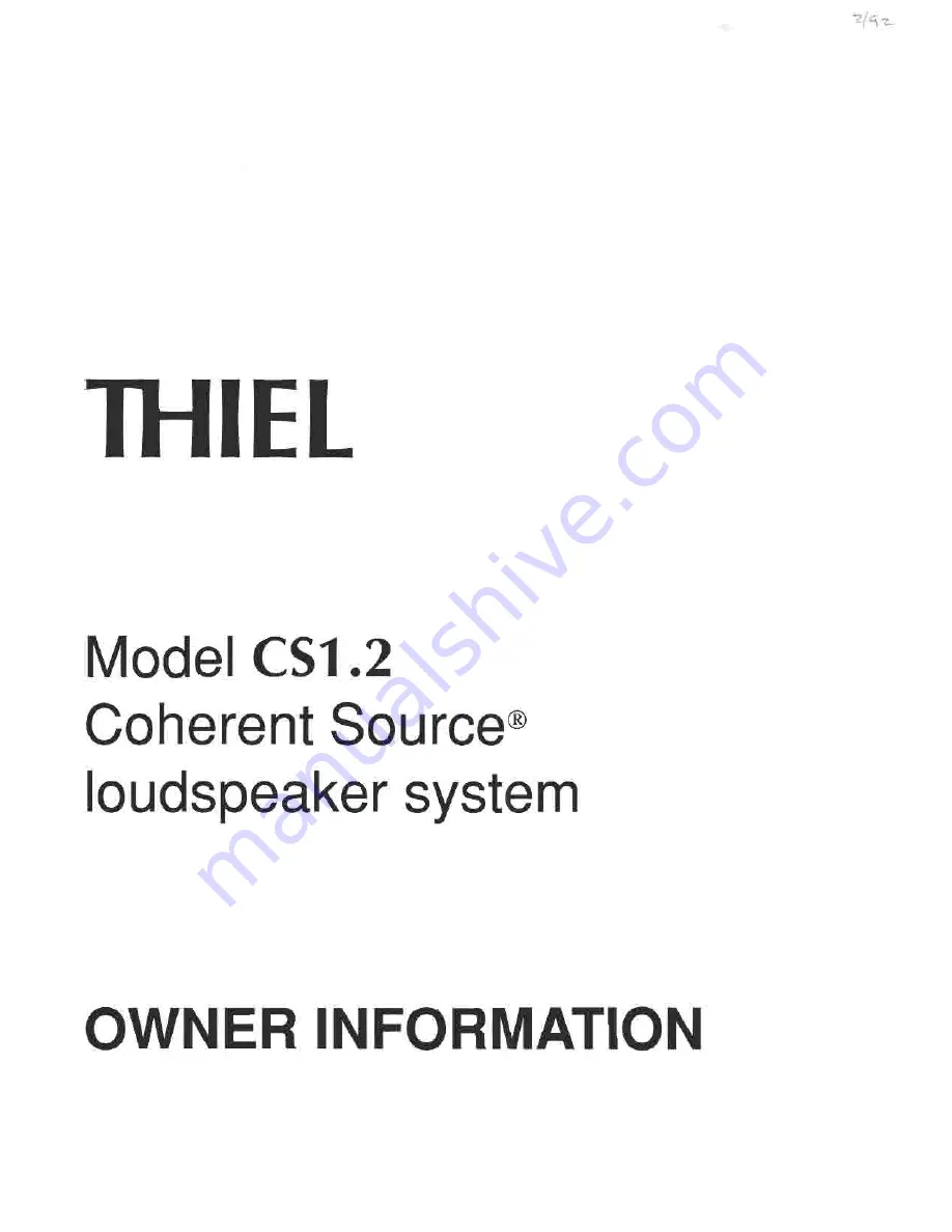 Thiel CS 1.2 Скачать руководство пользователя страница 1