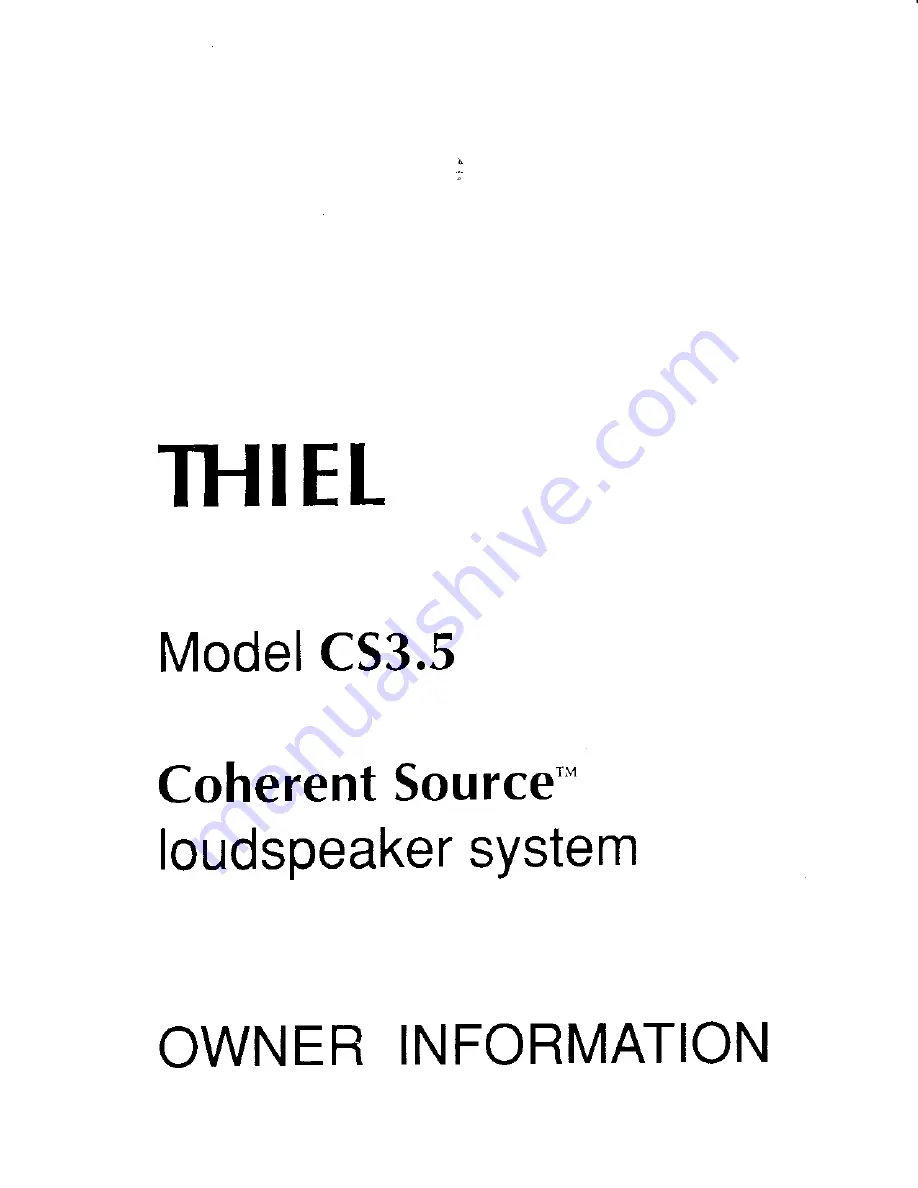 Thiel CS 3.5 Скачать руководство пользователя страница 1