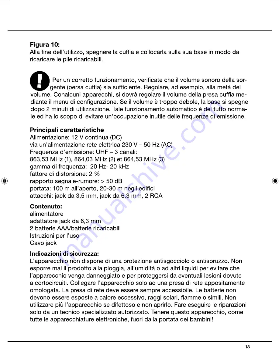 THOMSON WHP5509 Operating Instructions Manual Download Page 13