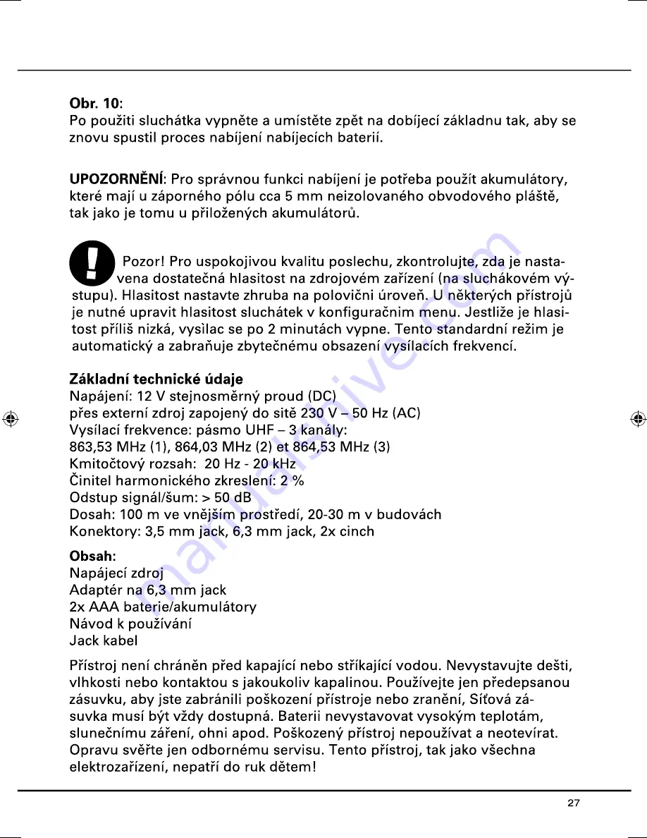 THOMSON WHP5509 Operating Instructions Manual Download Page 27