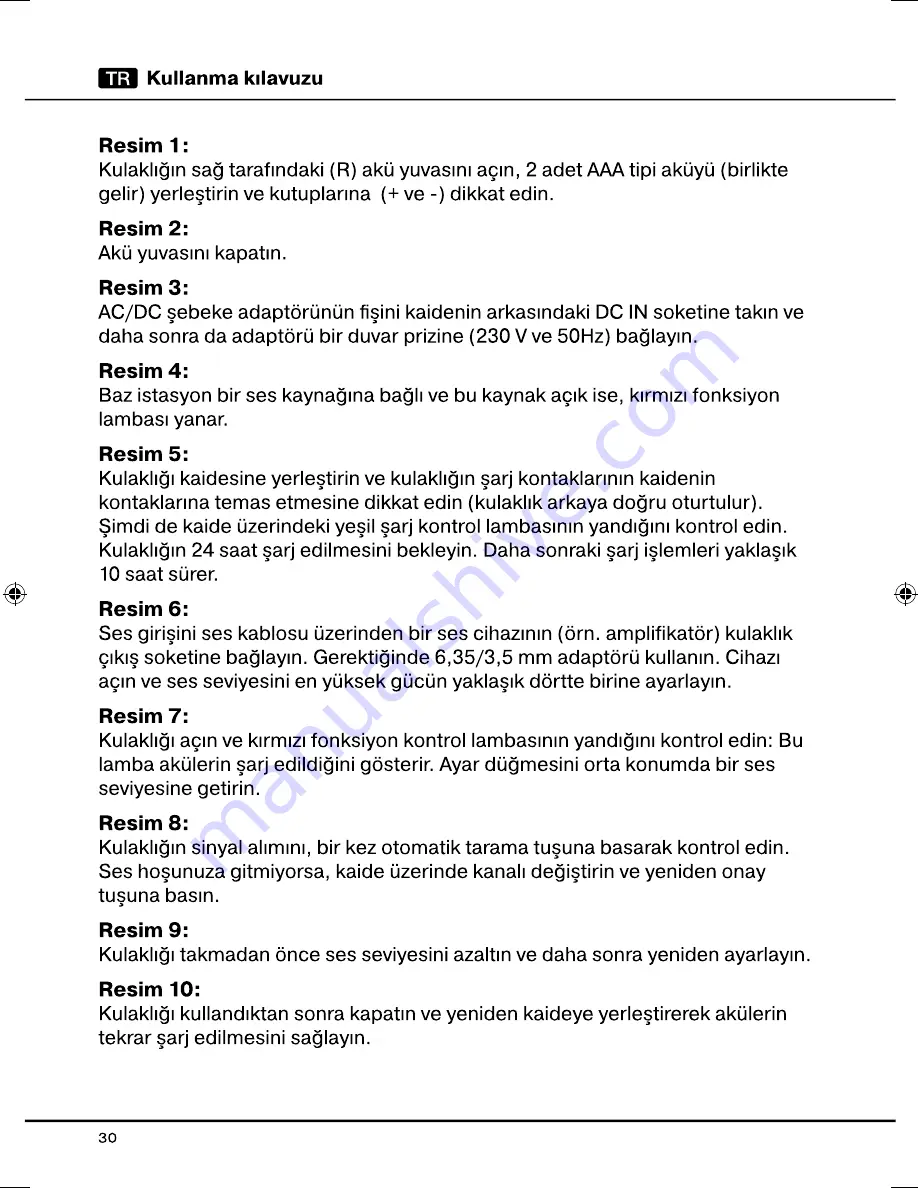 THOMSON WHP5509 Operating Instructions Manual Download Page 30