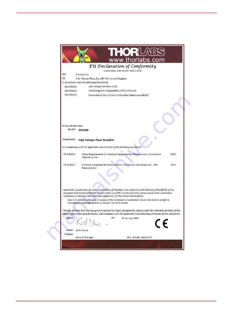 THORLABS BPA100 User Manual Download Page 14