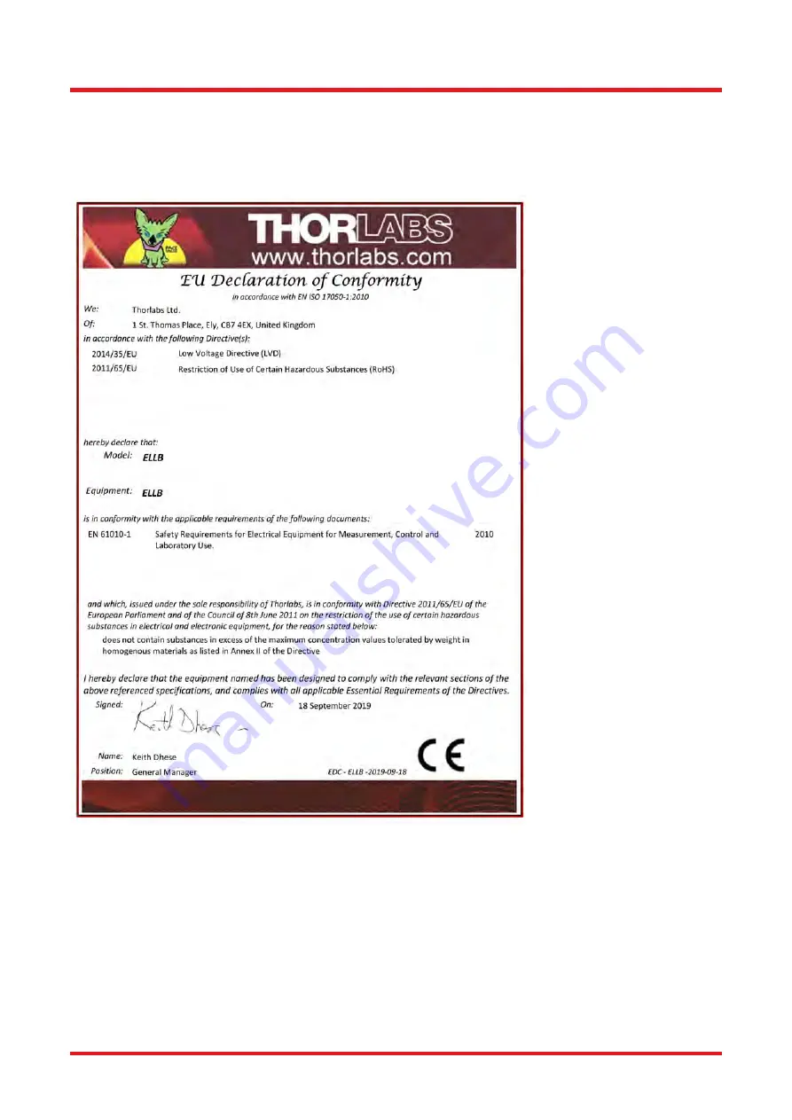 THORLABS ELLB Original Instructions Manual Download Page 12