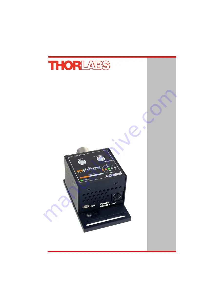 THORLABS T-Cube NanoTrak TNA001/IR User Manual Download Page 1