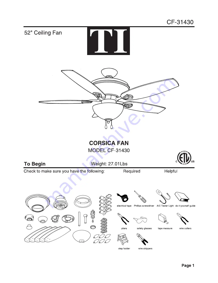 TI CF-31430 Installation Instructions Download Page 1