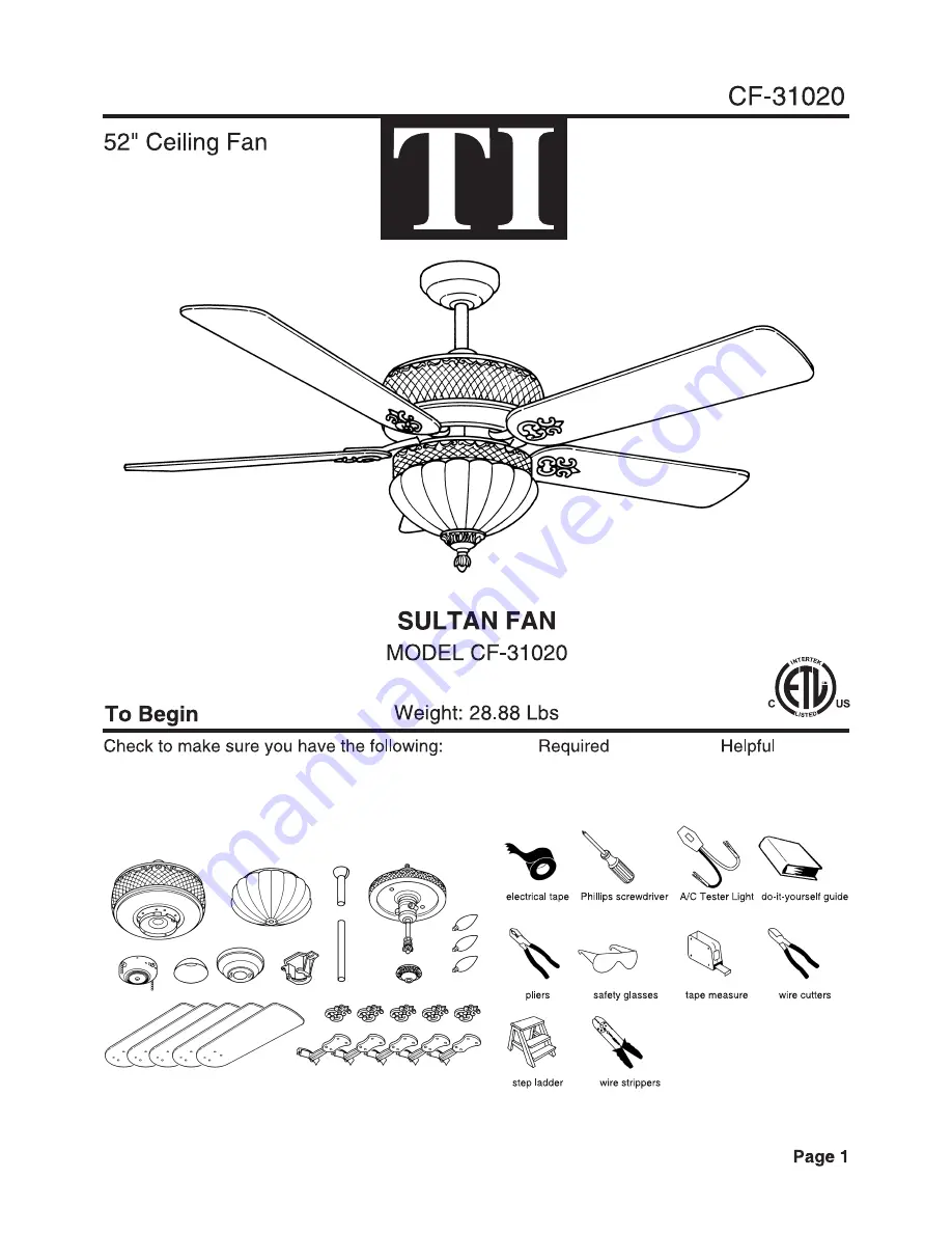 TI CF31020 Installation Instructions Download Page 1