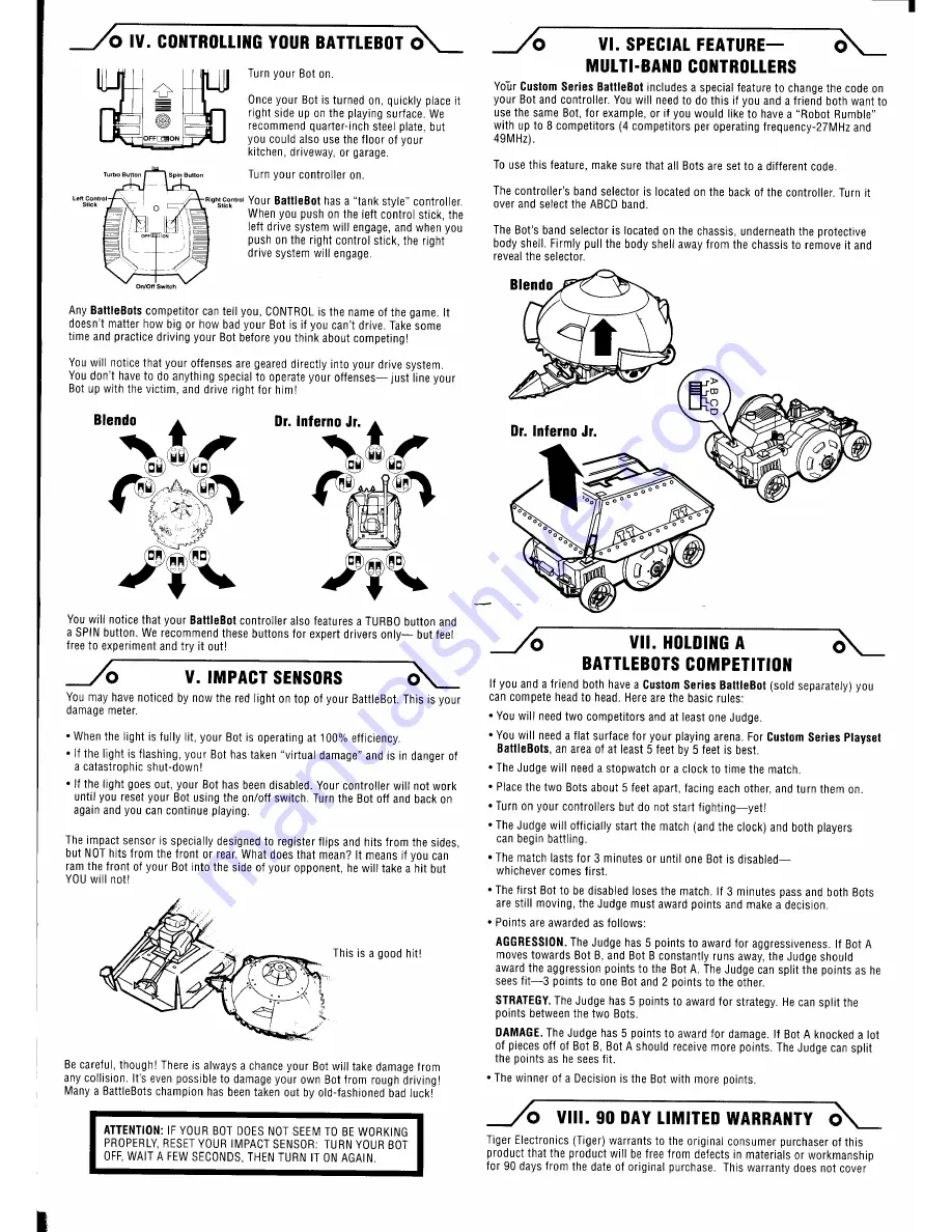 Tiger Electronics Battlebots Скачать руководство пользователя страница 3