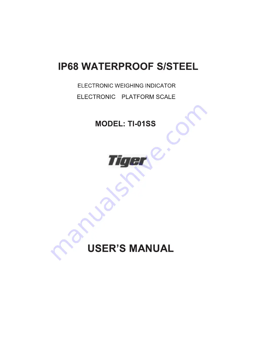 Tiger TI-01SS User Manual Download Page 1