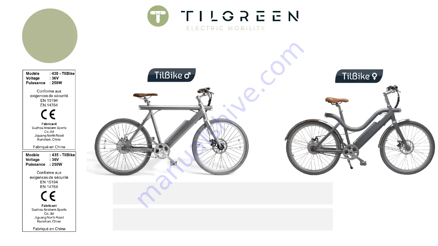 TilGreen TilBike 430 Скачать руководство пользователя страница 1