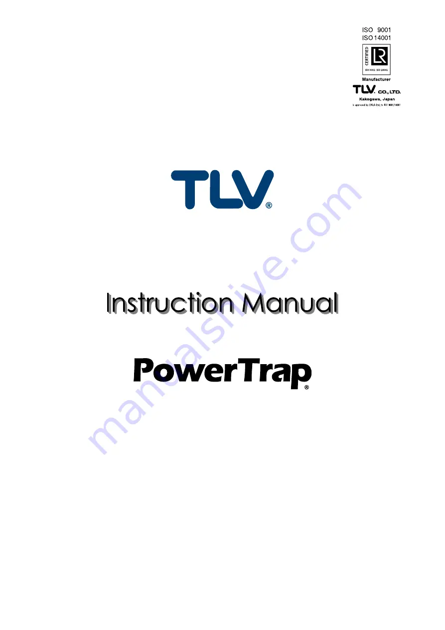 TLV PowerTrap GT5C Instruction Manual Download Page 1