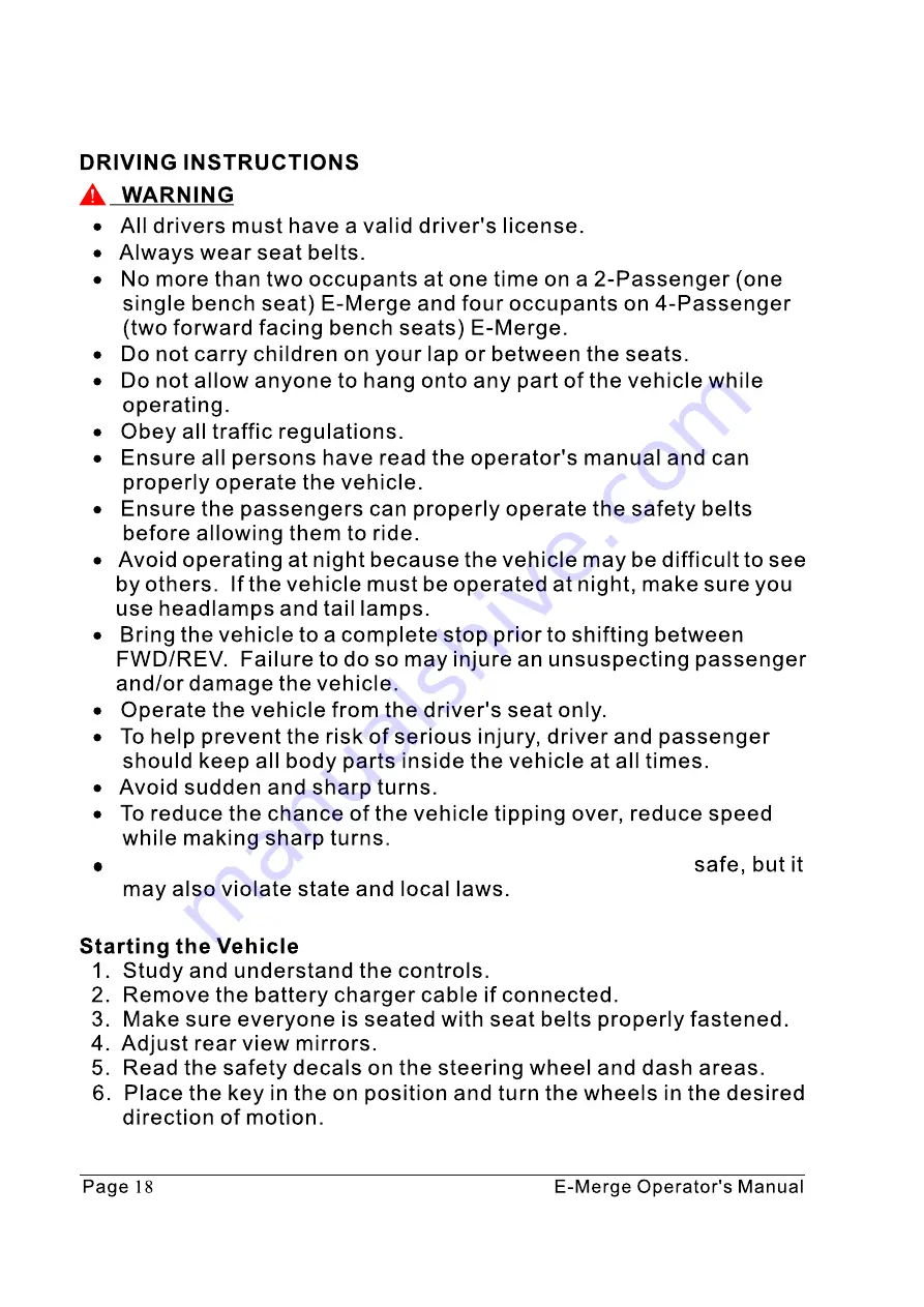 Tomberlin E-MERGE Operator'S Manual Download Page 20