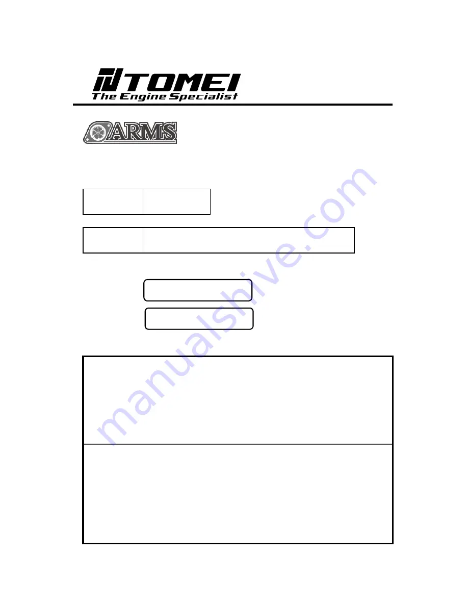 Tomei ARMS MX7960 G4KF Installation Manual Download Page 1