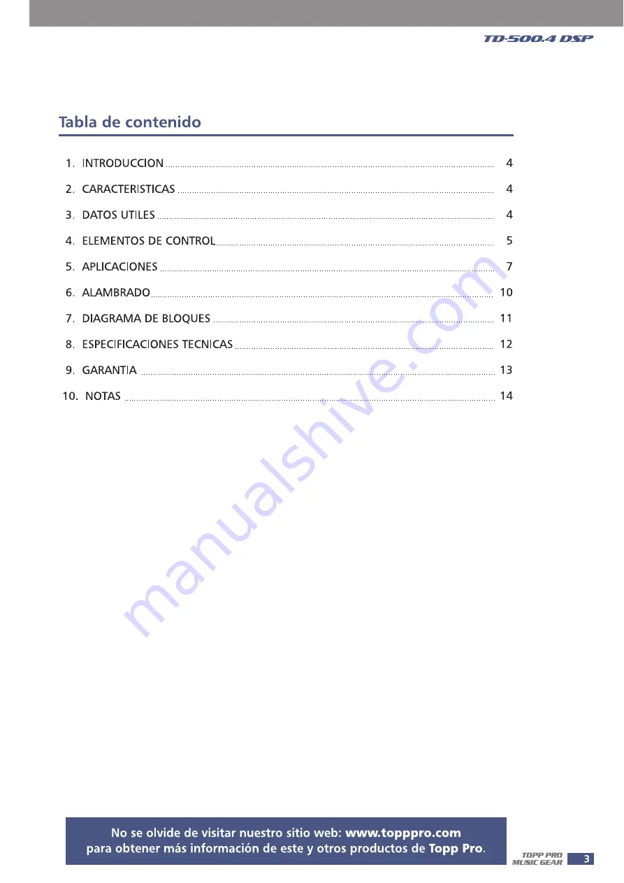 Topp Music Gear TD-500.4 DSP User Manual Download Page 18