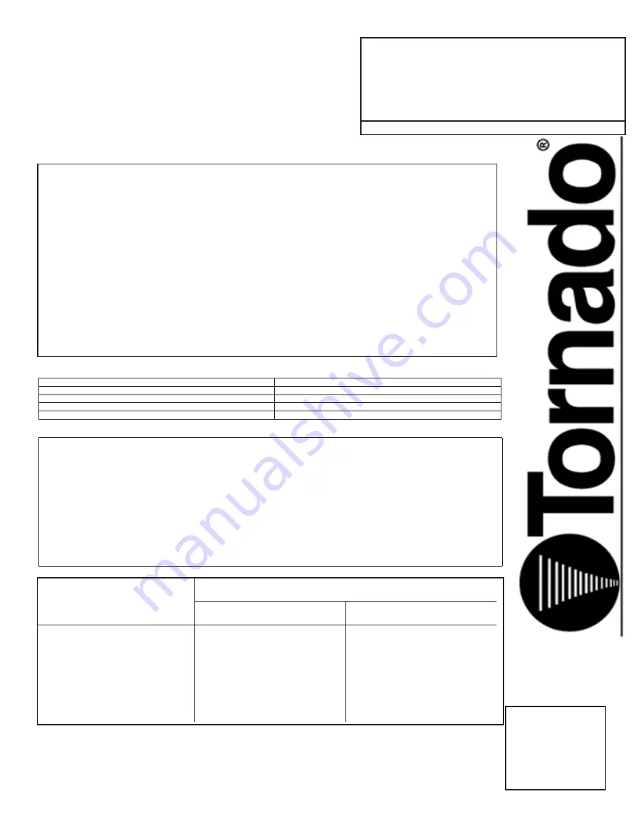 Tornado 97130 Operation & Maintenance Manual Download Page 12