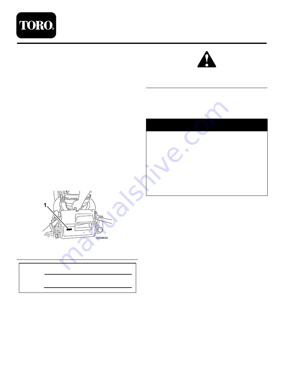 Toro 20318 Operator'S Manual Download Page 1