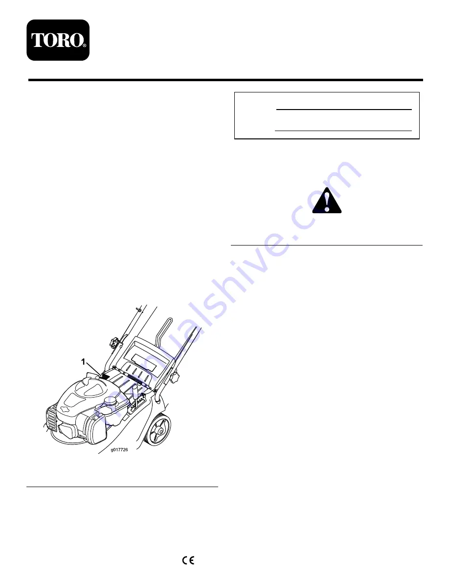 Toro Recycler 21131 Operator'S Manual Download Page 1