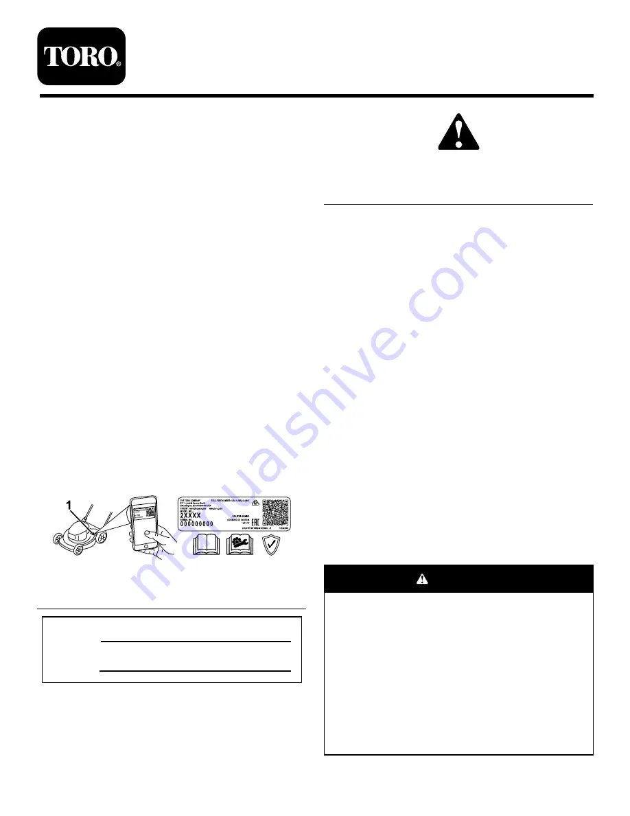 Toro Recycler 22in 20333 Operator'S Manual Download Page 1