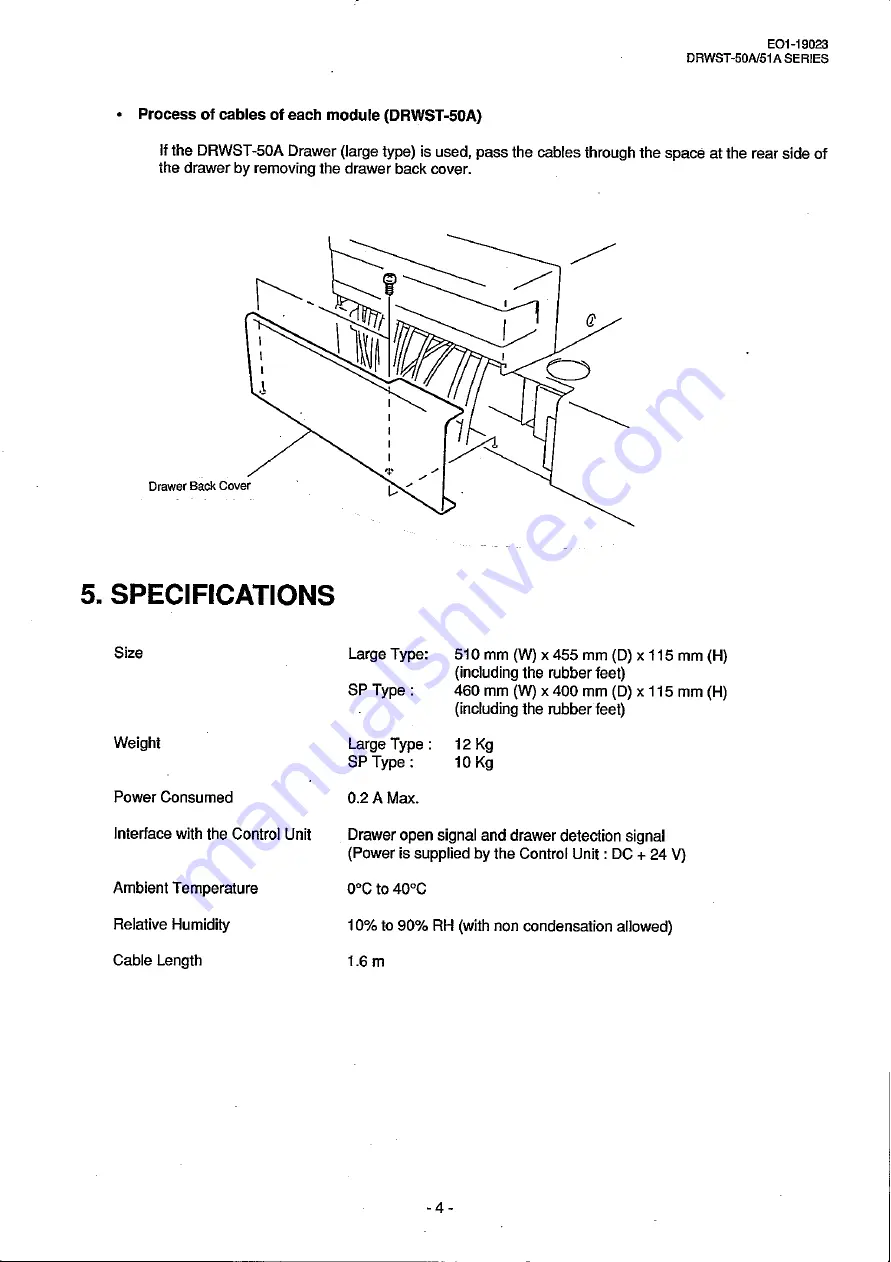 TOSHIBA TEC Corporation DRWST-50A Series Owner'S Manual Download Page 15