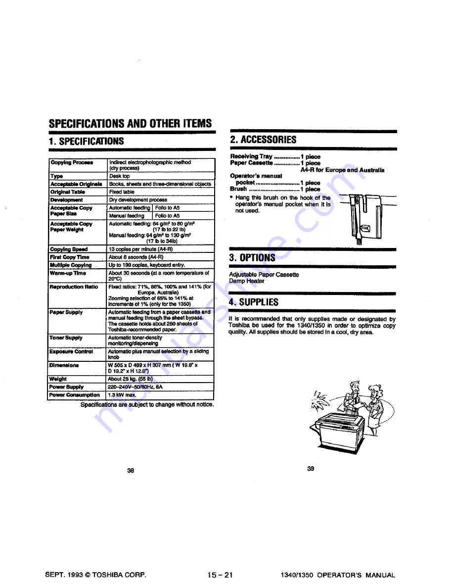 Toshiba 1340 Operator'S Manual Download Page 21