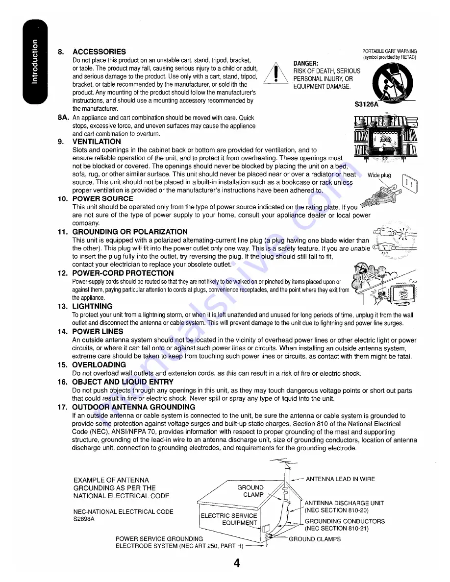 Toshiba 17HLV85 Owner'S Manual Download Page 4