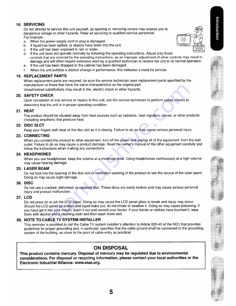 Toshiba 17HLV85 Owner'S Manual Download Page 5